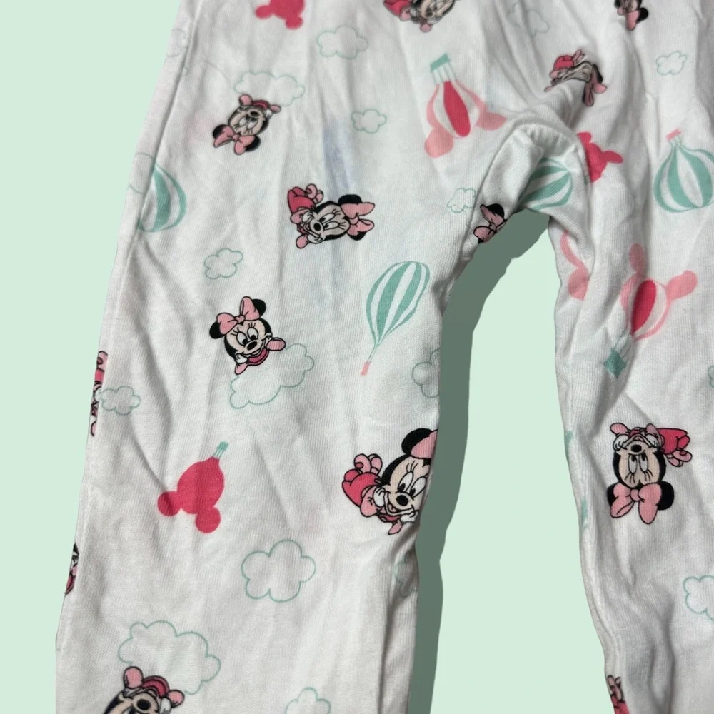 Baby H&M Disney White Baby Minnie Mouse Hot Air Balloon Button Front Pajamas